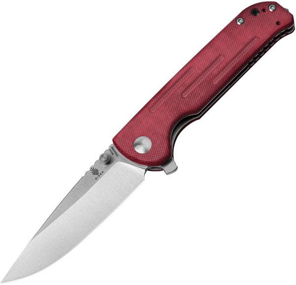 Kizer Cutlery Justice Linerlock Red Canvas Micarta Satin Bohler N690