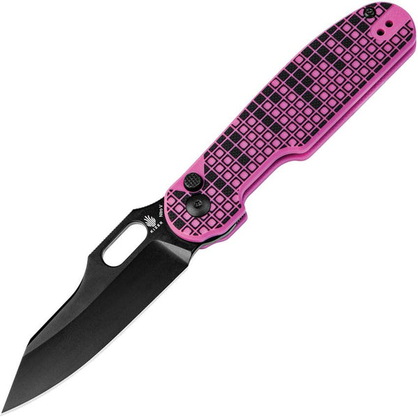 Kizer Cutlery Cormorant Button Lock Pink Retro Gaming Style G10 Black Nitro V