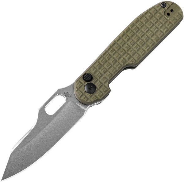 Kizer Cutlery Cormorant Button Lock Green G10 Stonewash Nitro V