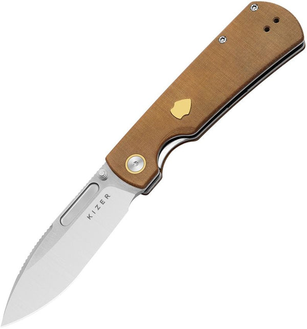 Kizer Cutlery Retro Linerlock Brown Micarta Satin Nitro V