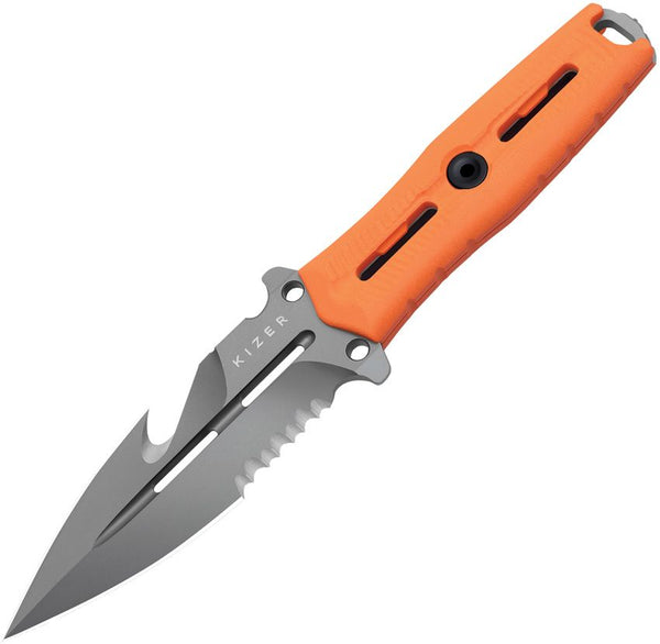 Kizer Cutlery Norcros Fixed Blade Orange G10 Gray Stonewash Nitro V