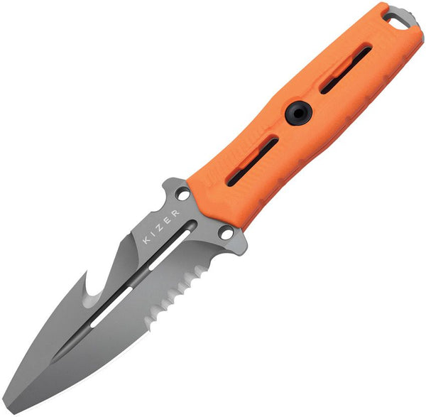 Kizer Cutlery Norcros Fixed Blade Orange G10 Gray Stonewash Nitro V