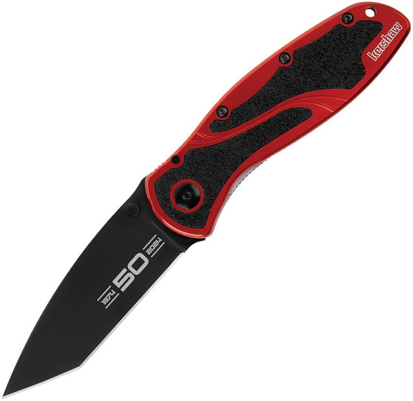 Kershaw Blur Linerlock A/O 50th Anniversary Red Aluminum w Black Trac-Tec Insert Oxide Coated Tanto CTS-BDZ1