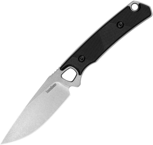 Kershaw Steppe Fixed Blade Black Polypropylene Rubber Stonewashed Drop Point D2