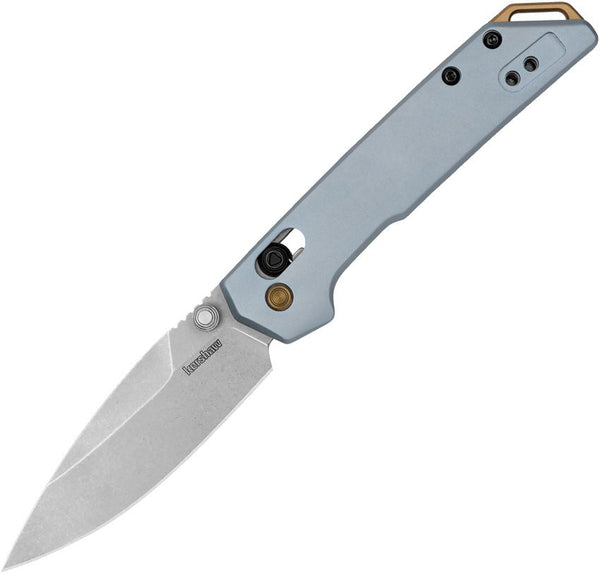 Kershaw Mini Iridium Dura Lock Ice Blue 6061-T6 Aluminum Stonewashed Spear Point D2