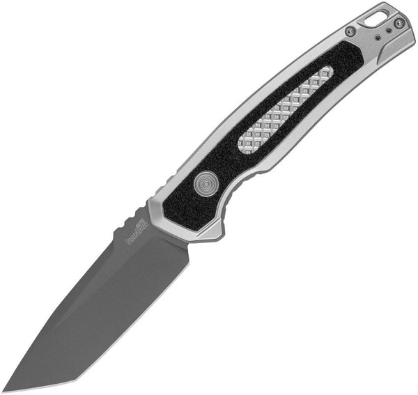 Kershaw Auto Launch 16 Button Lock Raw Aluminum w Black Trac Tec Gray Titanium Coating Tanto CPM M4