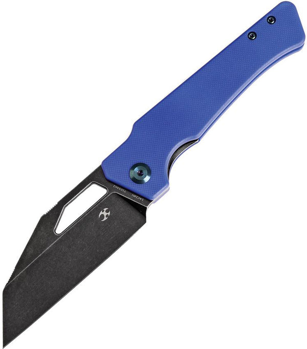 Kansept Knives Egress Linerlock Blue G10 Black Stonewash Wharncliffe 14C28N Sandvik