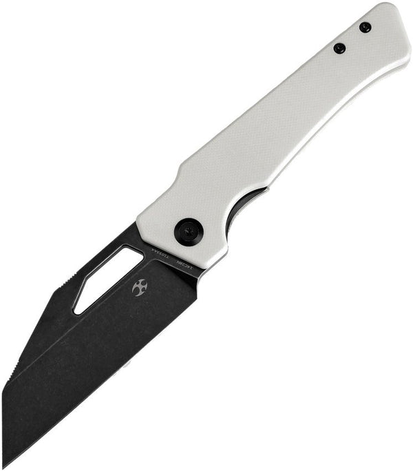 Kansept Knives Egress Linerlock White G10 Black Stonewash Wharncliffe 14C28N Sandvik