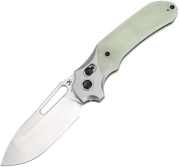 Kansept Knives Quasar Crossbar Lock Jade G10 Stonewash 154CM
