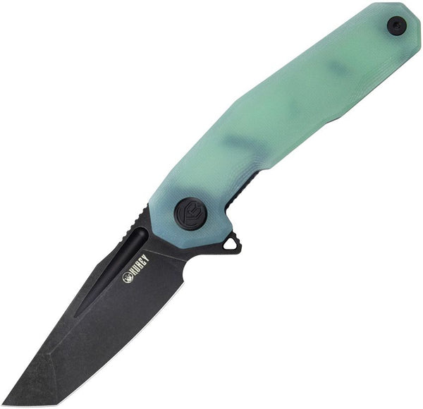 Kubey Carve Nest Linerlock Jade G10 Black Stonewash D2