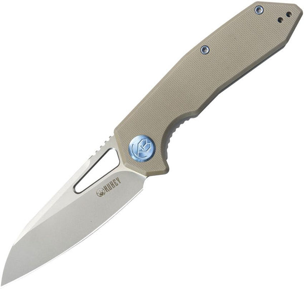 Kubey Vagrant Linerlock Tan G10 Sand Blast Bohler M390