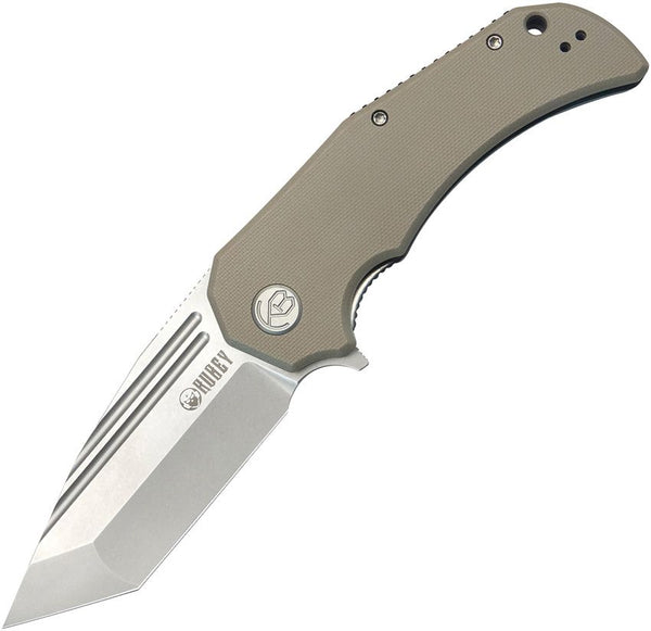 Kubey Bravo 1 Linerlock Tan G10 Bead Blast Tanto AUS-10A