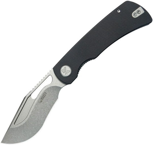 Kubey Gurkha Linerlock Black G10 Stonewash Kukri 14C28N Sandvik
