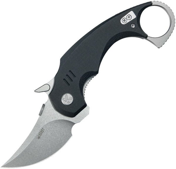 Kubey Jaw Pikal Karambit Linerlock Black G10 Stonewash 14C28N Sandvik