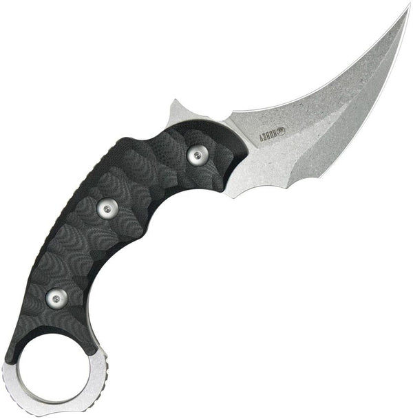 Kubey Velociraptor Fixed Blade Black G10 Stonewash 14C28N Sandvik