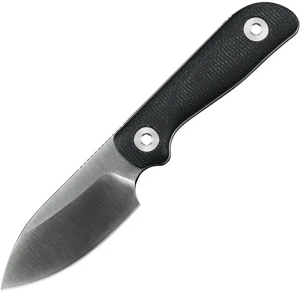 Kunwu Knives Stiffy P Fixed Blade Black Canvas Micarta Satin VANADIS8