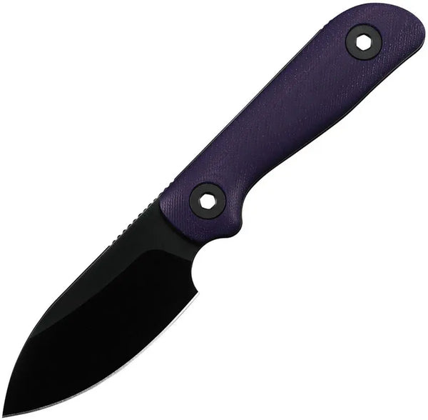 Kunwu Knives Stiffy P Fixed Blade Purple G10 Black DLC Coated VANADIS8