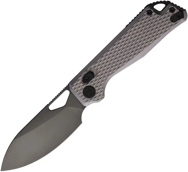 Kunwu Knives Pulsar Gray Textured Titanium Black DLC Coated Elmax
