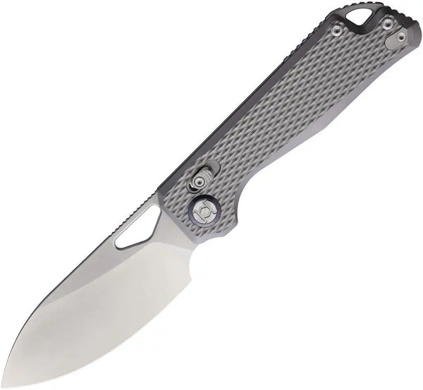 Kunwu Knives Pulsar XL Gray Textured Titanium Satin Elmax