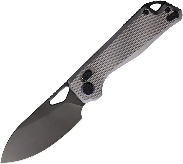 Kunwu Knives Pulsar XL Gray Textured Titanium Black DLC Coated Elmax