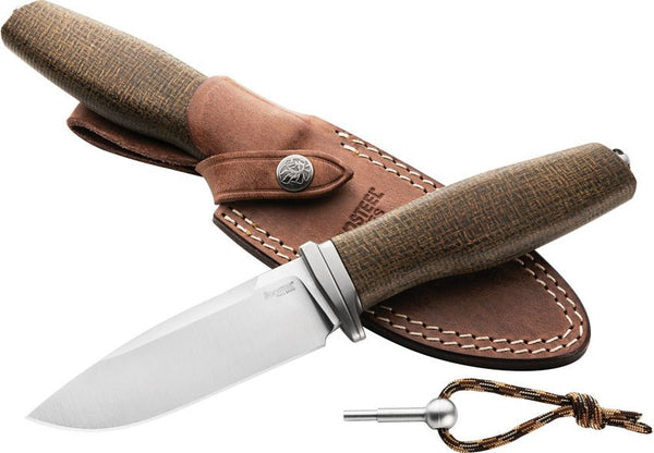 LionSTEEL ACHA Fixed Blade Green Burlap Micarta Satin Bohler M390