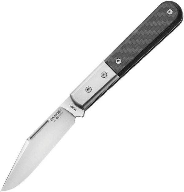 LionSTEEL Barlow Shuffler CF Satin Clip Point Bohler M390