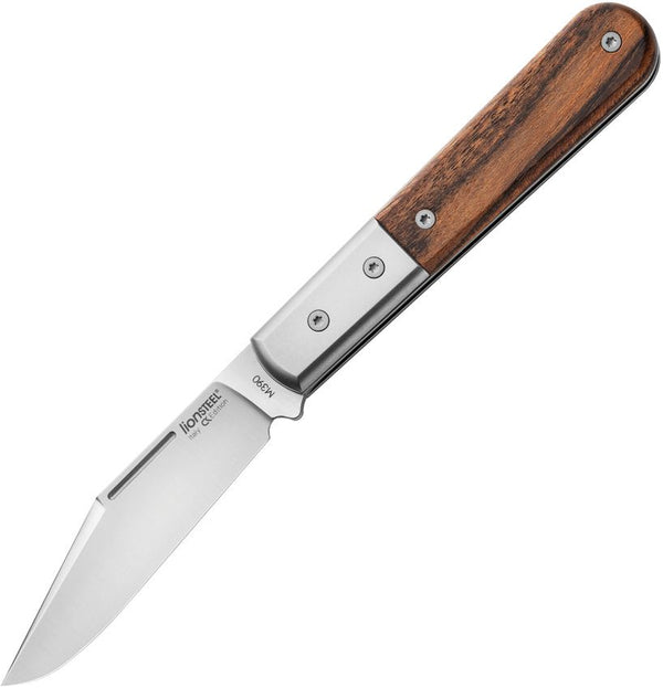 LionSTEEL Barlow Shuffler Santos Wood Satin Clip Point Bohler M390