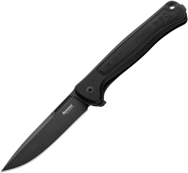 LionSTEEL Skinny Framelock Blackout Aluminum w Micarta Inlay Stonewash CPM MagnaCut