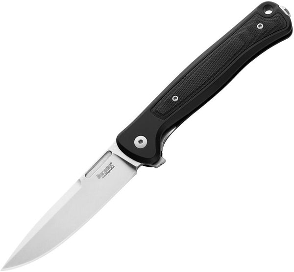 LionSTEEL Skinny Framelock Black Aluminum w Micarta Inlay Stonewash CPM MagnaCut