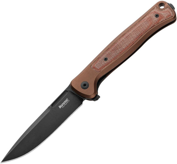 LionSTEEL Skinny Framelock Earth Brown Aluminum w Micarta Inlay Black Stonewash CPM MagnaCut