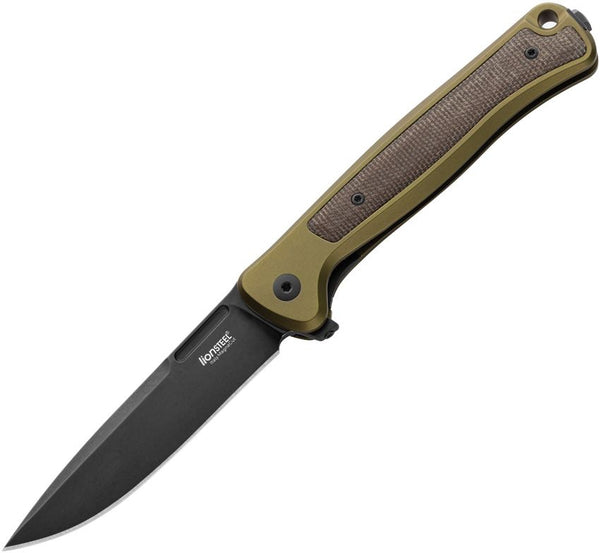 LionSTEEL Skinny Framelock Green Aluminum w Micarta Inlay Black Stonewash CPM MagnaCut