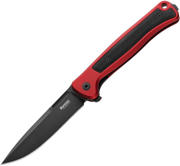 LionSTEEL Skinny Framelock Red Aluminum w Micarta Inlay Black Stonewash CPM MagnaCut