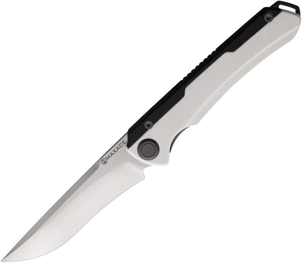 Maxace Kestrel Framelock White G10 w Black Aluminum Bead Blast MagnaCut