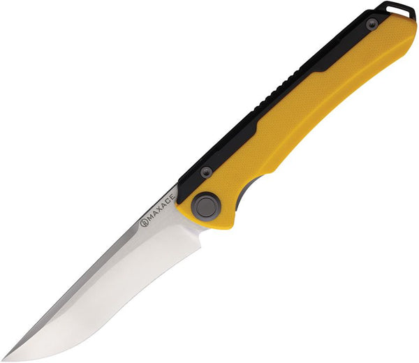 Maxace Kestrel Framelock Yellow G10 w Black Aluminum Bead Blast MagnaCut