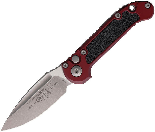 Microtech Auto LUDT Button Lock Gen III Merlot Aluminum w Black Traction Inlay Apocalyptic Bohler M390MK