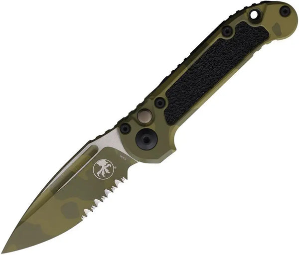 Microtech Auto LUDT Gen III Bazooka Camo Aluminum w Black Traction Inlay P/Serrated Bohler M390MK