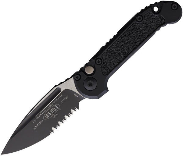 Microtech Auto LUDT Button Lock Gen III Black Aluminum Two Tone P/Serrated Bohler M390MK
