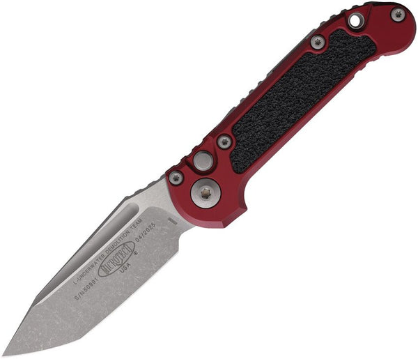 Microtech Auto LUDT Button Lock Gen III Red Merlot Aluminum Apocalyptic Tanto Bohler M390MK