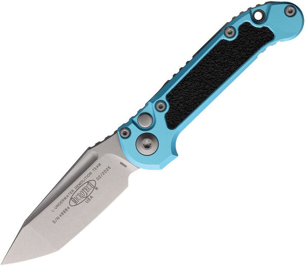 Microtech Auto LUDT Button Lock Gen III Turquoise Aluminum Stonewash Tanto Bohler M390MK