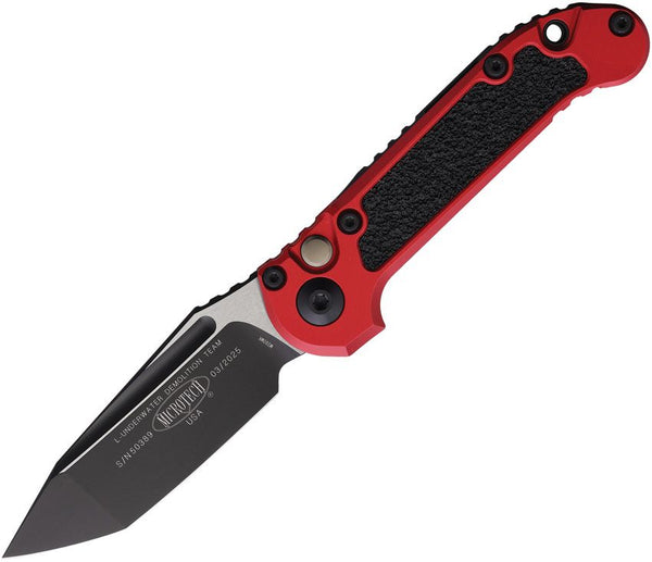 Microtech Auto LUDT Button Lock Gen III Red Aluminum Two Tone Tanto Bohler M390MK