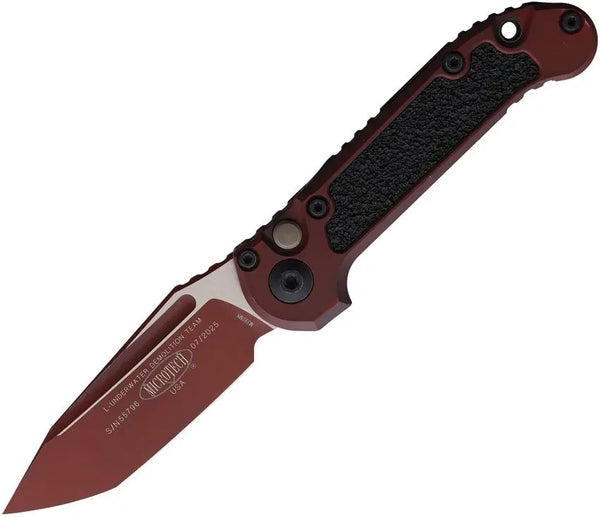 Microtech Auto LUDT Button Lock Gen III Weathered Crimson Tanto Bohler M390MK