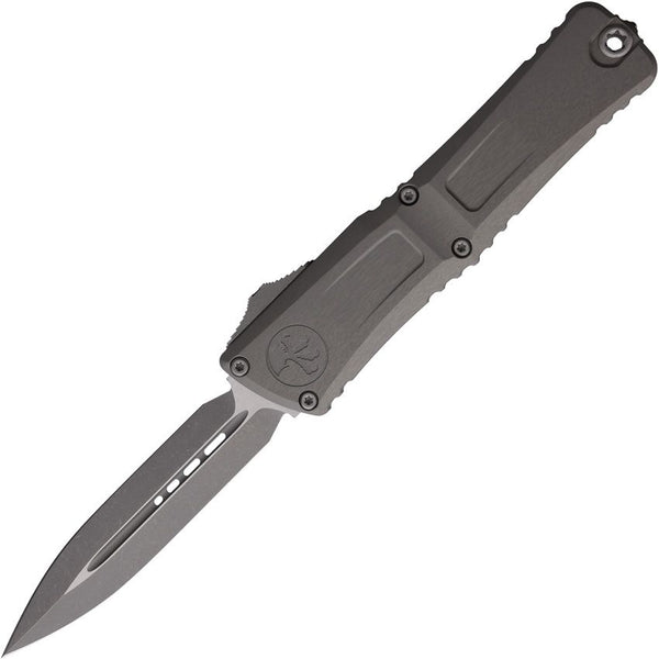 Microtech Auto Combat Troodon Gen III OTF Natural Clear Deep Engraved Aircraft Aluminum D/E Apocalyptic Bohler M390MK