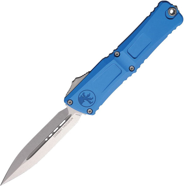 Microtech Auto Combat Troodon Gen III Blue Aluminum Stonewash D/E Bohler M390MK