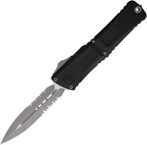 Microtech Auto Combat Troodon Gen III Black Aluminum Apocalyptic D/E P/Serrated Bohler M390MK