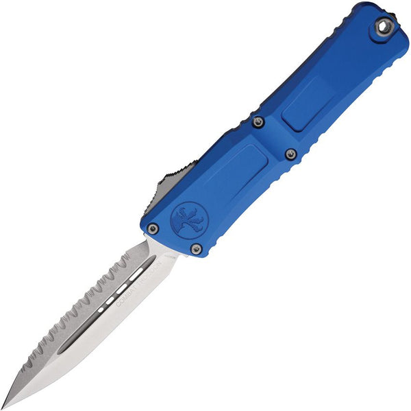 Microtech Auto Combat Troodon Gen III Blue Aluminum Stonewash D/E P/Serrated Bohler M390MK