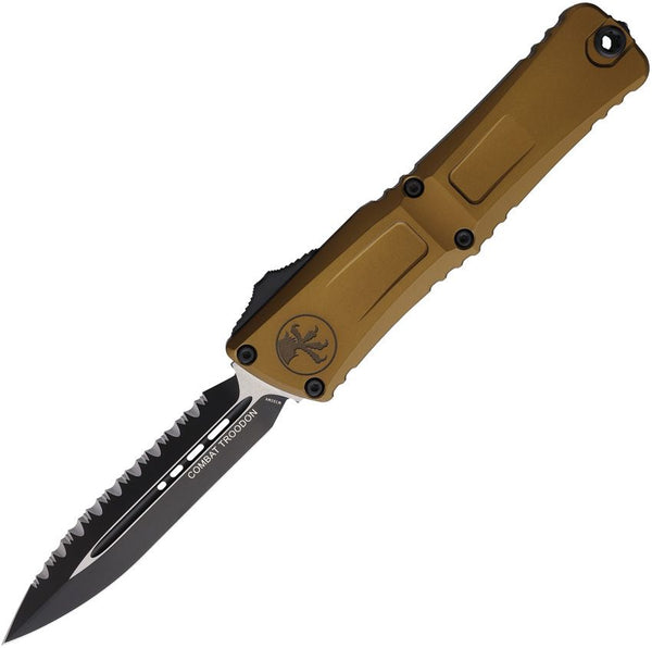 Microtech Auto Combat Troodon DE Gen III Tan Aluminum Two Tone D/E P/Serrated Bohler M390MK