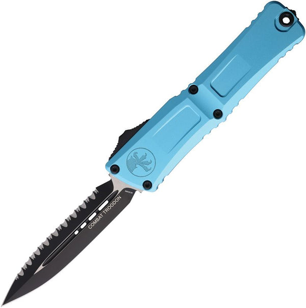 Microtech Auto Combat Troodon DE Gen III Turquoise Aluminum Two Tone D/E P/Serrated Bohler M390MK