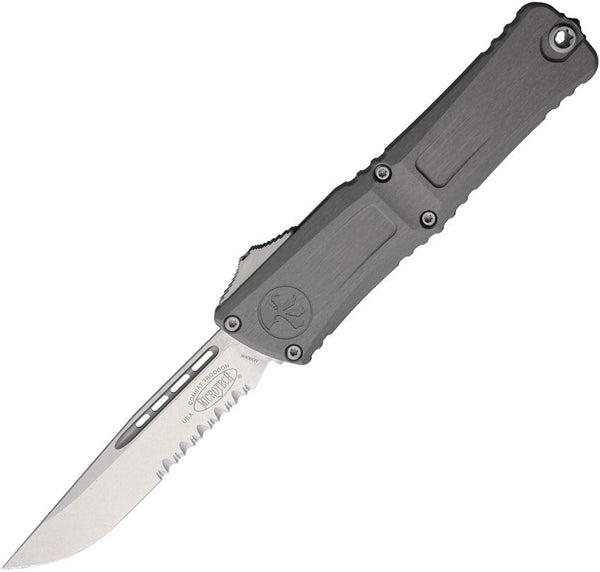 Microtech Auto Combat Troodon SE Gen III Gray Aluminum Stonewash P/Serrated Bohler M390MK
