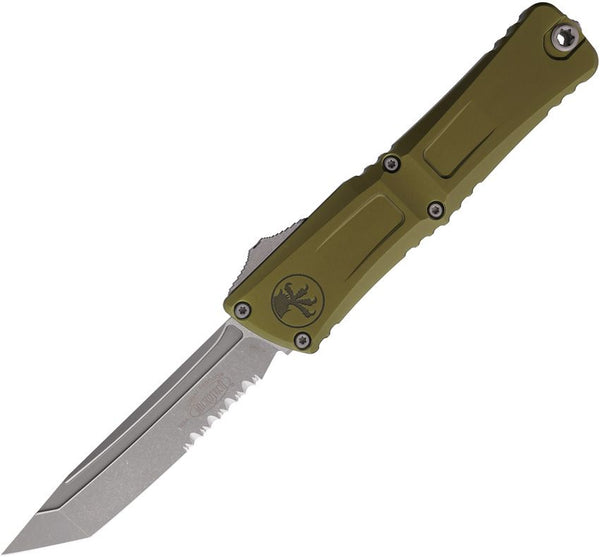 Microtech Auto Combat Troodon T/E Gen III OD Green Aluminum Apocalyptic Tanto P/Serrated Bohler M390MK