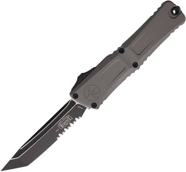 Microtech Auto Combat Troodon T/E Gen III Gray Aluminum Two Tone Tanto P/Serrated Bohler M390MK